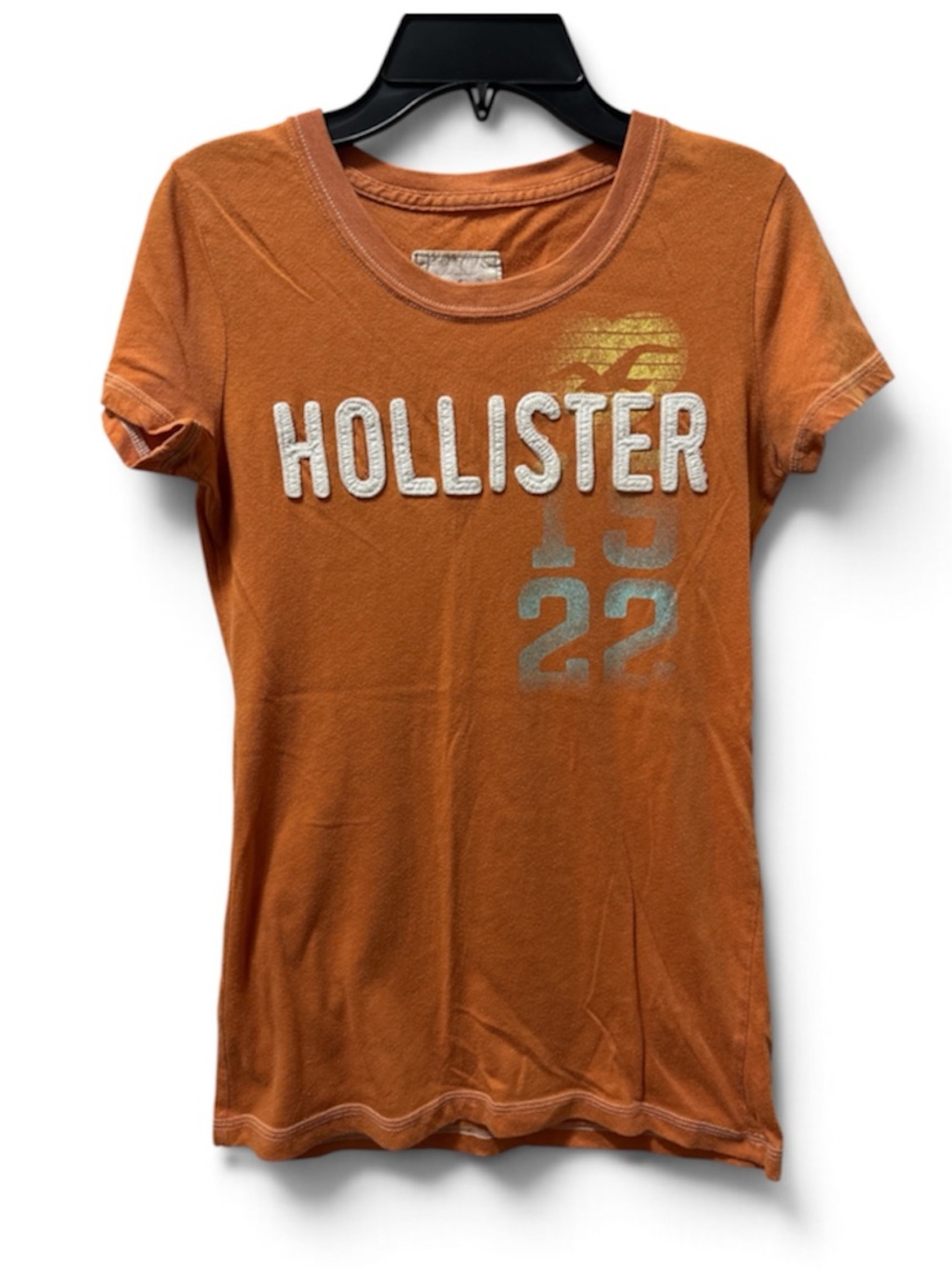 Hollister California Orange Embroidered Graphic Tee Y2K Women’s Medium